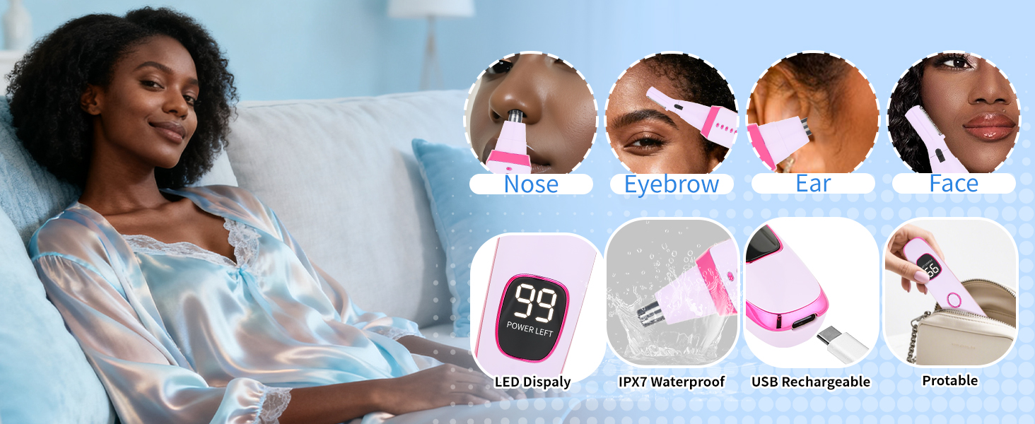 2 in 1 Nose and Ear Hair Trimmer with LED Display