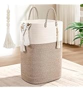 65L Woven Laundry Basket for Clothes, Large Rectangle Laundry Hampers with Beads Tassel, Nursery ...