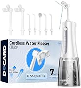 Cordless Water Flosser for Teeth, U-Shaped Flossing 360° Deep Clean, 5 Modes 7 Jet Tips for Adult...