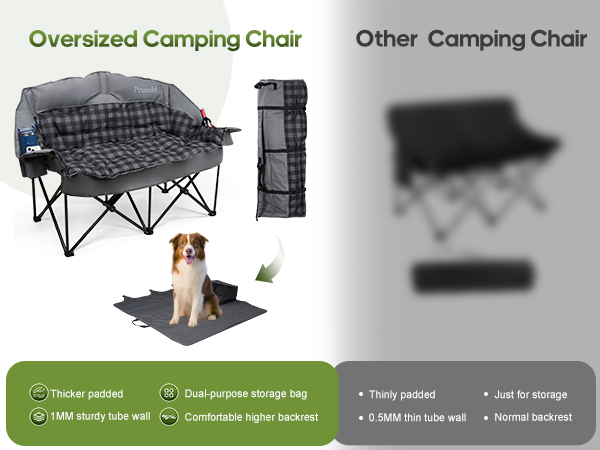 Oversized camping chair with 2 in 1 storage bag, more thicker,more sturdy,more comfortable,