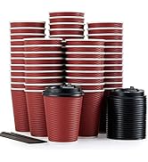 80 Pack 12oz Disposable Coffee Cups, Insulated Ripple Wall Paper Coffee Cups, Hot Paper Cups For ...