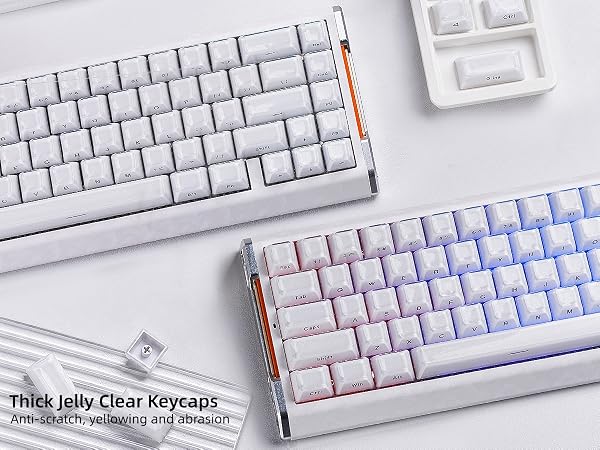Translucent Crystal Keycaps, Jelly Clear Keycaps, Custom Crystal White Keycaps Set