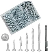 Wensilon (Silver) Pocket Hole Screws Wood Screw kit, 87PCS, Round Head Square Groove self Tapping...