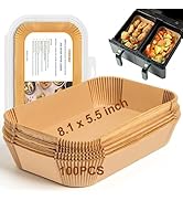 HONYAO Air Fryer Paper Liners for Dual Zone Airfryer, 8.1x5.5 inch Rectangle Disposable Parchment...