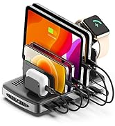 Charging Station for Multiple Devices Apple - 60W 6 Port Charging Dock with Type-C PD 20W &amp; PD 45...
