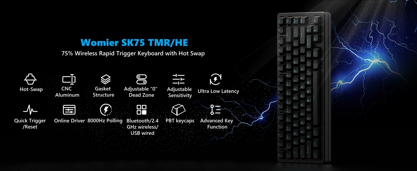 Womier 75% Keyboard Wireless,Hall Effec Keyboard