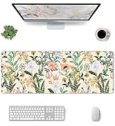 Floral Mouse Pad Stitched Edge Xl Large Mousepad 31.5" X 12" Rubber Base Non Slip Desk Mat For La...