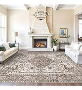 Washable 9x12 Large Area Rug: Vintage Non-Slip Backing Rugs for Living Room Stain Resistant Bedro...