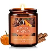 Fall Candle, Spiced Pumpkin Scented Candles for Home, Natural Soy Autumn Candle Aromatherapy Cand...