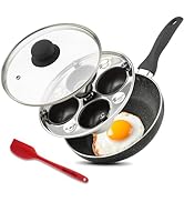 Eggssentials 2 IN 1 Egg Pan &amp; Egg Poacher Pan, Granite Nonstick Fry Pan Poached Egg Maker and Fry...