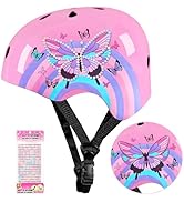 Kids Bike Helmet Adjustable Youth Toddler Helmet with DIY Stickers for Girls Age 3-5-8-14 Years f...