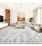 10x14 Area Rugs for Living Room: Washable Large Vintage Floral Rug Low Pile Non-Slip Boho Carpet ...