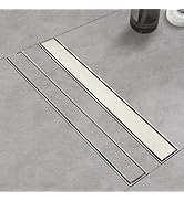 Kuaisailsk Linear Shower Drain ,12 Inch Brushed 304 Stainless Steel Rectangle Shower Floor Drain,...