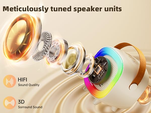 Mini Karaoke Machine Speaker for Kids Adults,Portable Bluetooth with 2 Wireless Microphones