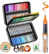 QFOUR 60 Colors Acrylic Markers, Acrylic Paint Markers with Canvas Bag, Water-Based No-Bleed Pain...