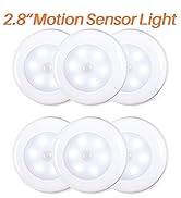 STAR-SPANGLED 6 Pack 2.8” Motion Sensor Lights Indoor AAA Battery Operated, Stick on LED Puck Lig...