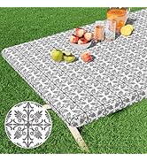 misaya Rectangle Vinyl Table Cloth, Elastic Fitted Flannel Backed Tablecloth, 100% Waterproof Pla...