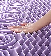 MUXHOMO 3 Inch 7-Zone Queen Mattress Topper, Egg Crate Foam Mattress Topper Queen Size for Back P...