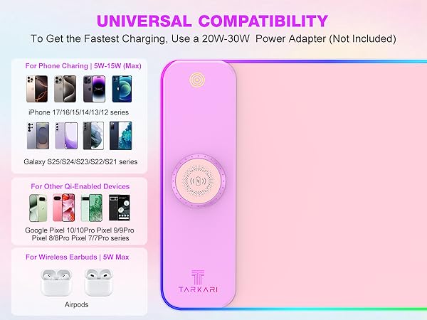 TARKARI Magnetic Wireless Charging RGB Mouse Pad