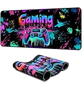 SparkLia Gaming Mouse Pad, X-Large Waterproof Blacklight Colorful Splatter Art Game Controller No...