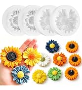 4PCS Daisy Flower Silicone Molds Sunflower Candle Molds, 3D Flower Fondant Chocolate Cake Cupcake...