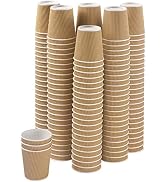NYHI Set of 150 Ripple Insulated Kraft Paper Cups – Coffee/Tea Hot Cups | Recyclable |3-Layer Rip...