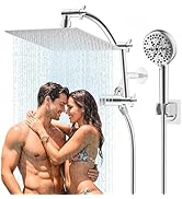 Hibbent All Metal Shower Head, 10'' High Pressure Rain Shower Head/Handheld Showerhead Combo with...