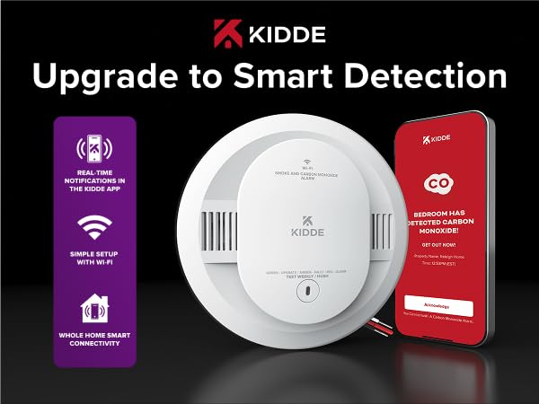 Kidde Smart Smoke and CO Detector with phone featuring Kidde App, 30CUAR-W_mobile