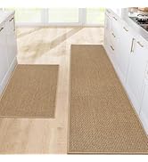 SofterCharm Kitchen Rugs and Mats, Non Slip Washable Set of 2 PCS, Absorbent Kitchen Mats for Flo...