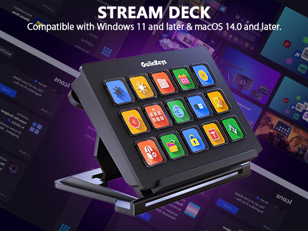 Stream Controller, Stream Deck with 15 Macro Keys Customizable, Gaming Macro Keypad