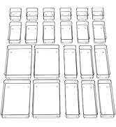 SMARTAKE 22-Piece Drawer Organizer with Non-Slip Silicone Pads, 4-Size Clear Desk Drawer Organize...