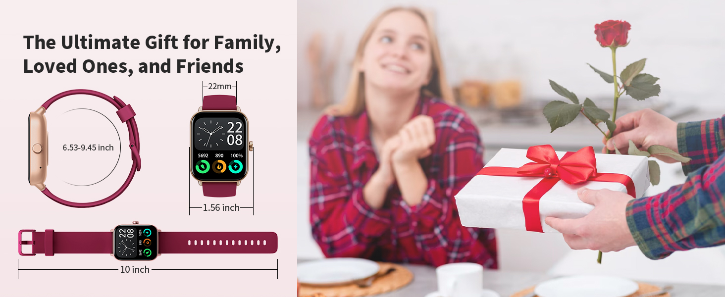 IP68 Waterproof Smartwatch for iPhone/Samsung/Android, 101+ Sport Modes Fitness Reloj Inteligente