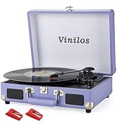Record Player for Vinyl with Built-in Speakers Bluetooth Output,3 Speed Belt-Driven Phonograph Re...