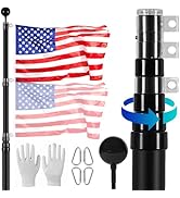 VEVOR 20FT Telescoping Flag Pole Kit, Heavy Duty Aluminum Alloy in Ground Flag Poles for Outside,...