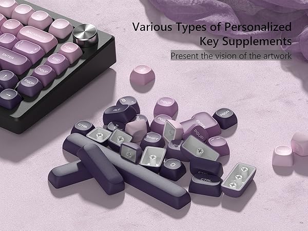 MOA Keycaps, PBT Keycaps, Japanese Keycaps 75 Percent, Gradient Purple Keycaps