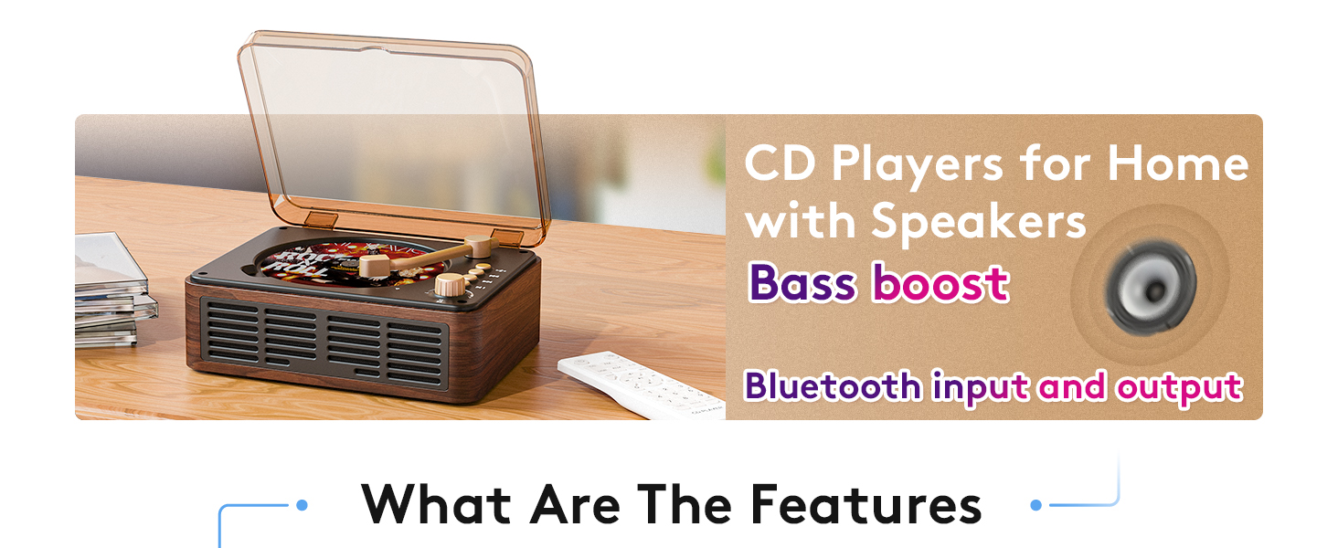 Retro CD player with speakers for home