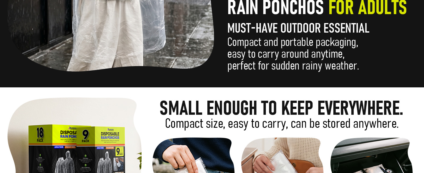 Heavy duty waterproof poncho for backpacking, reusable and packable for outdoors.