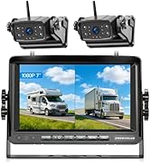 ZEROXCLUB Magnetic Wireless RV Backup Camera System: 7" HD 1080P DVR Monitor with 2-Rear Camera, ...
