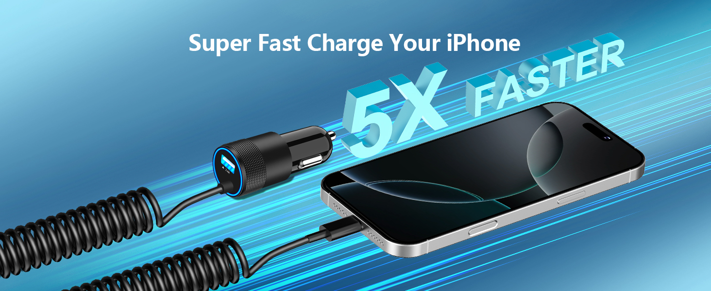 MFi Certified 4.8A USB Fast Car Charging Cigarette Lighter Adapter iPhone Car Charger Fast Charging