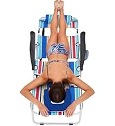 MOPHOTO Oversized Beach Lounge Chair, 5-Position Adjustable Tanning Chair with Face Hole, Heavy D...