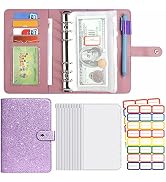 DMluna A6 Budget Binder, PU Leather Money Organizer for Cash Bills Coupon, Planner Book Notebook ...
