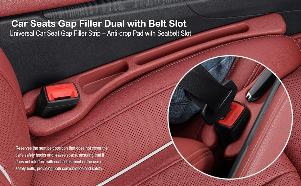 car seat gap filler dual with belt slot no drop guard