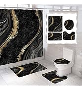 beifivcl 4Pcs Luxury Marble Shower Curtain Sets, Bathroom Décor Sets with Shower Curtain, Toilet ...