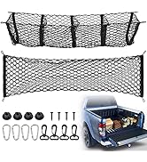 TOBWOLF 1PCS 130x38cm Truck Bed Cargo Net & 1PCS 120x30cm 4 Pocket Trunk Net Organizer, Stretchab...