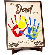 10" Best Dad Ever Gifts for Dad Custom fathers day from Kids Hands down sign - Personalized Fathe...
