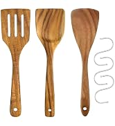 Wooden Cooking Utensils Set of 3, Spatulas, Fried Spatula, Slotted Spatula - Non Stick, Heat Resi...
