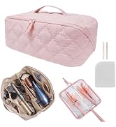 Coobosee Hair Tool Travel Organizer Bag with Heat Resistant Mat, Pink | Wide-open Storage Bag Com...