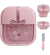 VIVIYA Collapsible Foot Bath Spa with heat and Massage Rollers, Foldable Foot Soak Tub with Bubbl...