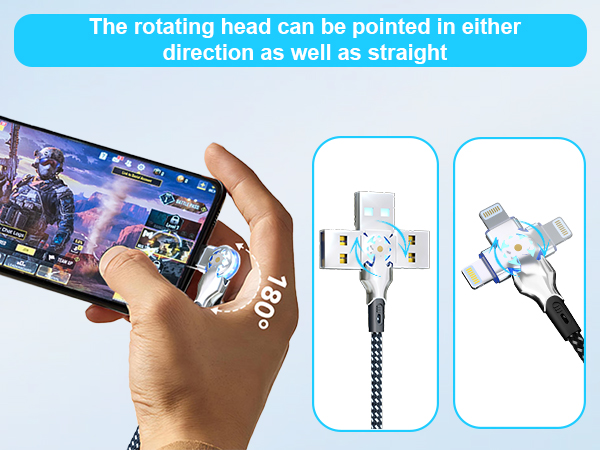 rotating lightning cable iphone charger rotating head rotating lightning charging cable