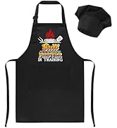 XLSXEXCL Kids Apron and Chef Hat Set, Funny Apron Adjustable Child Aprons Chef in Training Kitche...